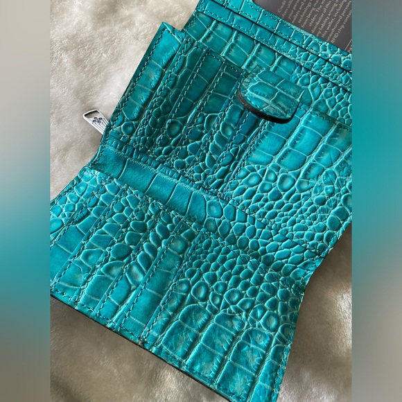PATRICIA NASH  Cametti Croco Embossed Aqua Wallet - Picture 6 of 13